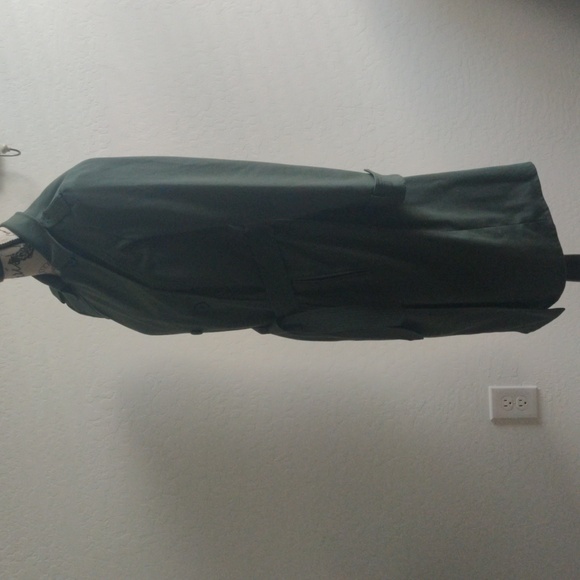 Trouve Military Green Calf length long fall Winter Trenchcoat_Small - Picture 3 of 14